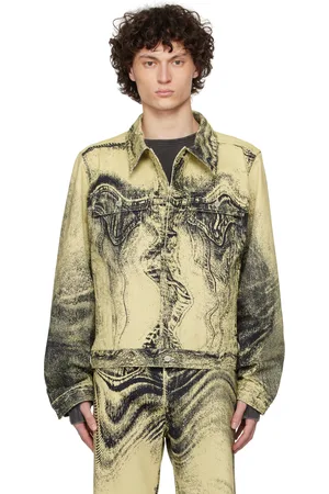 Camper Yellow & Black Distorted Print Denim Jacket