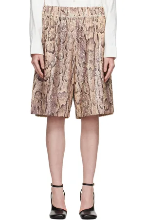 DRIES VAN NOTEN Beige & Purple Sequinned Shorts