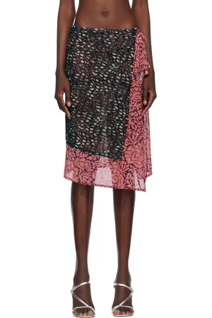 DRIES VAN NOTEN Green Double Layered Midi Skirt