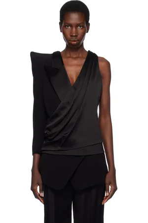 Balmain Black Asymmetric Structured Blouse Jacket