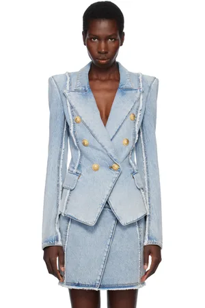 Balmain Blue 6-Button Tailored Denim Blazer