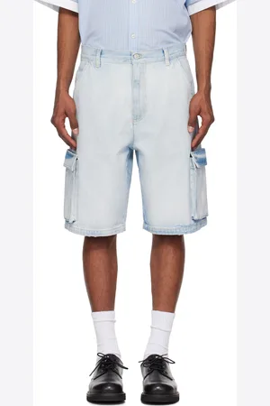 Le PÈRE Blue Star Drover Denim Cargo Shorts