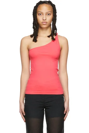 Helmut Lang Pink Twisted One Shoulder Tank Top