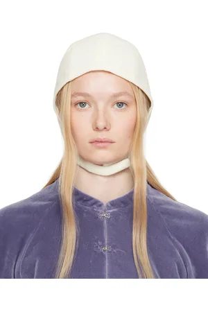 Colleen Allen White Velvet Hooded Cap