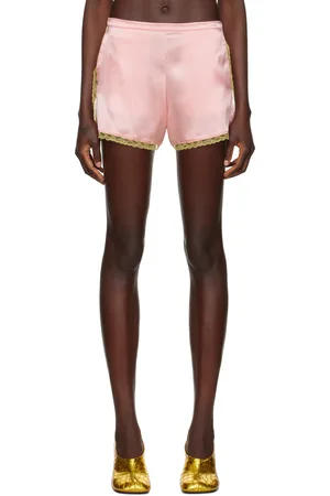 DRIES VAN NOTEN Pink Silk Mini Shorts