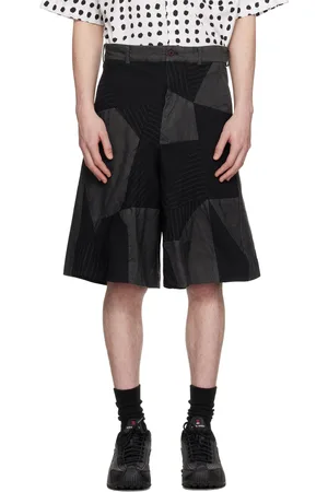 Comme des Garçons Black Gabardine Patchwork Shorts
