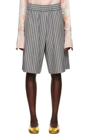 DRIES VAN NOTEN Green & Pink Striped Shorts