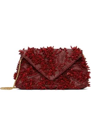 DRIES VAN NOTEN Red Small Embellished Mattelasse Envelope Bag