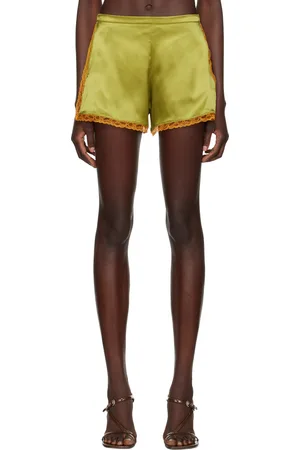 DRIES VAN NOTEN Green Silk Mini Shorts