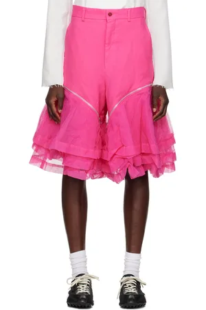 Comme des Garçons Pink Gabardine & Nylon Tulle Garment Treated Shorts
