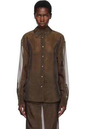 The Frankie Shop Brown Peri Sheer Shirt