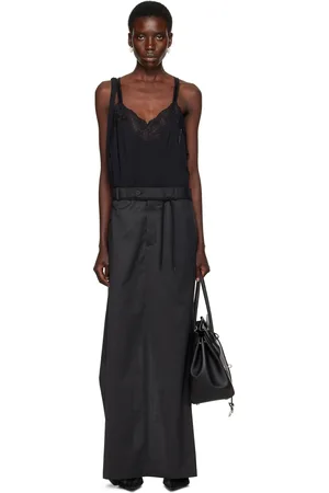 Balenciaga Black Patched Slip Maxi Dress