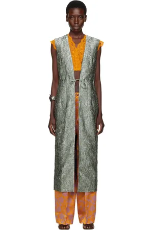 DRIES VAN NOTEN Green Sleeveless Coat