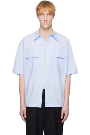 WOOYOUNGMI Blue Banding Short Sleeve Shirt