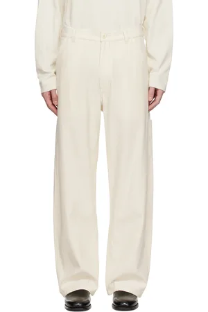 YLÈVE Off-White Viscose Cotton Painter Trousers