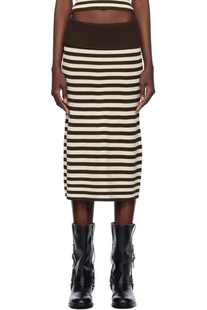 Frankies Bikinis Brown Bella Hadid Edition Tucker Knit Midi Skirt