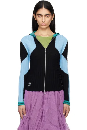 Kiko Kostadinov Black & Blue Quimby Fitted Knit Hoodie