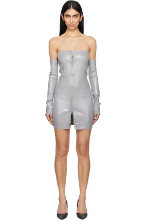 Maison Margiela Gray Plastified Knit Minidress