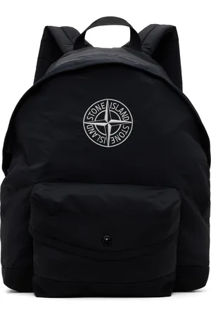 Stone Island Kids Black Nylon Metal In Econyl Backpack