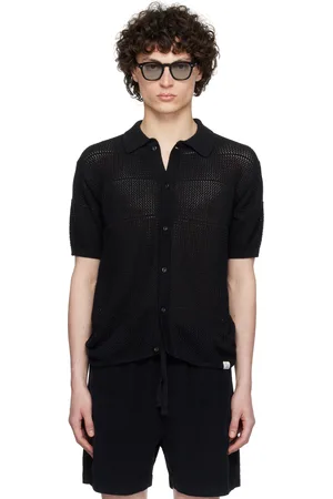 Merz b. Schwanen Black KNITSHIRT01 Crochet Shirt