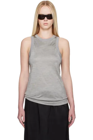 Carven Gray Silk Jersey Tank Top