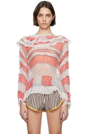 SC103 White & Pink Riddle Blouse