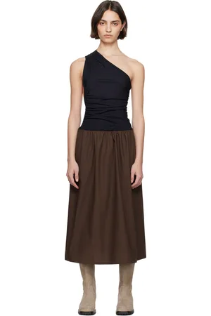 SC103 Black & Brown Balance Midi Dress