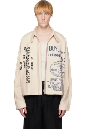 HARAGO Beige Printed Zipper Cropped Jacket