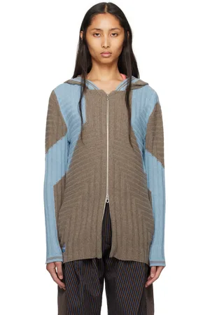 Kiko Kostadinov Brown & Blue Dakota Oversized Knit Hoodie