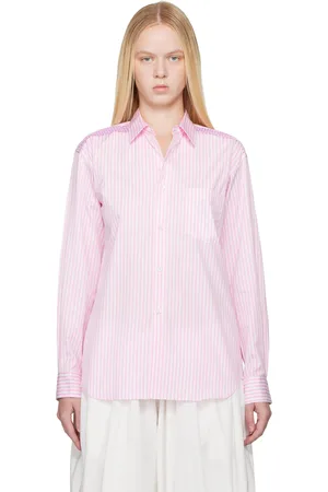 Comme des Garçons Pink & White Striped Gingham Trim Shirt