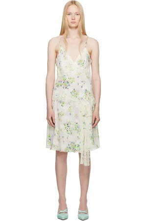 Anna Sui Off-White Rosies Posies Chiffon Romantic Lace Slip Dress