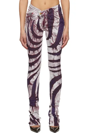 Masha Popova Purple & White V Cut Skinny Jeans