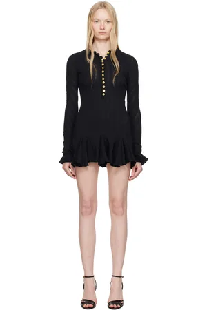 Conner Ives Pointelle Long Sleeve Henley Minidress