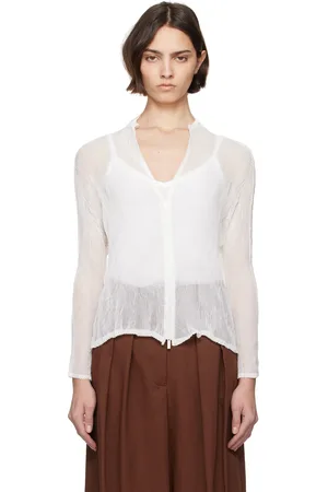 Issey Miyake White Chiffon Twist BK/WT-56 Blouse