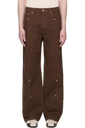Marine Serre Brown Moon Jacquard Twill Workwear Trousers
