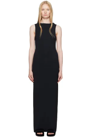 SKIMS Black Smooth Layers Long Boat Neck Maxi Dress