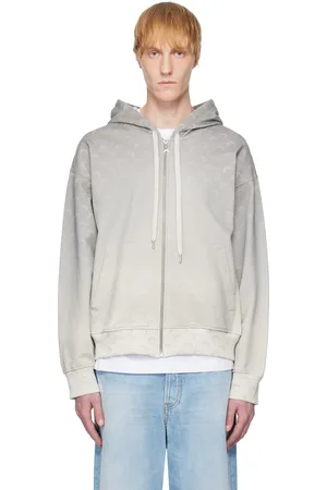 Marine Serre Gray Moon Faded Fleece Zipped Hoodie