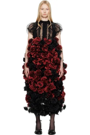 NOIR KEI NINOMIYA Red & Black Floral Maxi Skirt