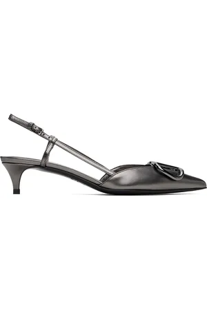 VALENTINO GARAVANI Gunmetal VLogo Signature Slingback Heels