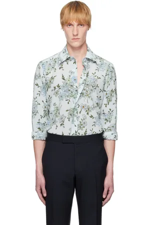 Tom Ford Blue Saint Tropez Floral Slim Fit Shirt