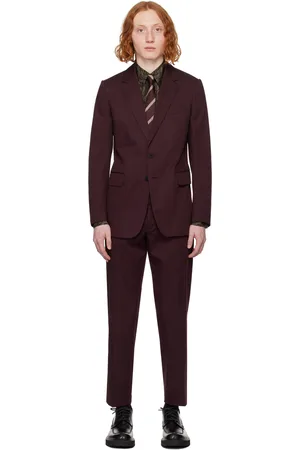 DRIES VAN NOTEN Burgundy Soft Constructed Suit