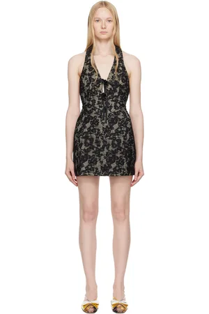 yuhan wang SSENSE Exclusive Bow Tied Lace Minidress