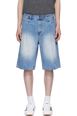 DIME Blue Pleated Denim Shorts