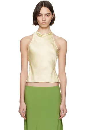 DANIELLE GUIZIO Yellow Regine Cowl Neck Top