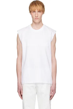 Helmut Lang White Embossed Logo Tank Top