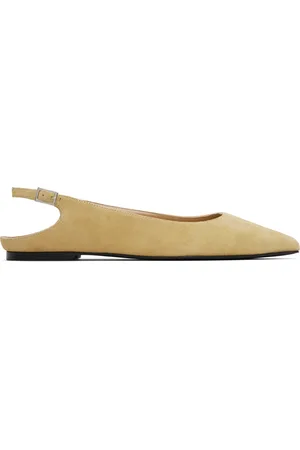 By Far Beige Koyna Kid Suede Leather Ballerina Flats