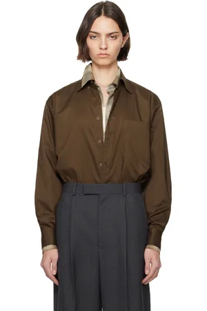 Auralee Brown Washed Finx Typewriter Button Down Shirt