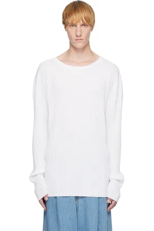 Maison Margiela White Rib-Knit Sweater