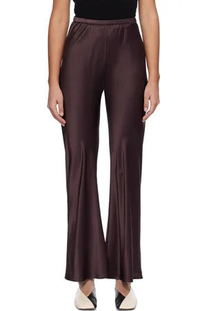 Silk Laundry Brown Bias-Cut Lounge Pants
