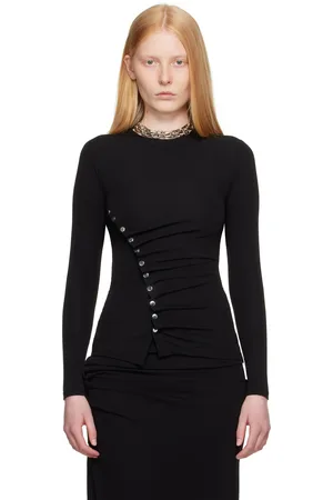 Paco rabanne Black Drapé Pression Jersey Top